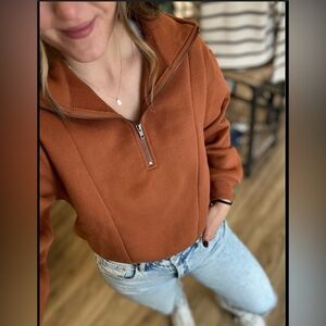 Orange Half-Zip Sweater